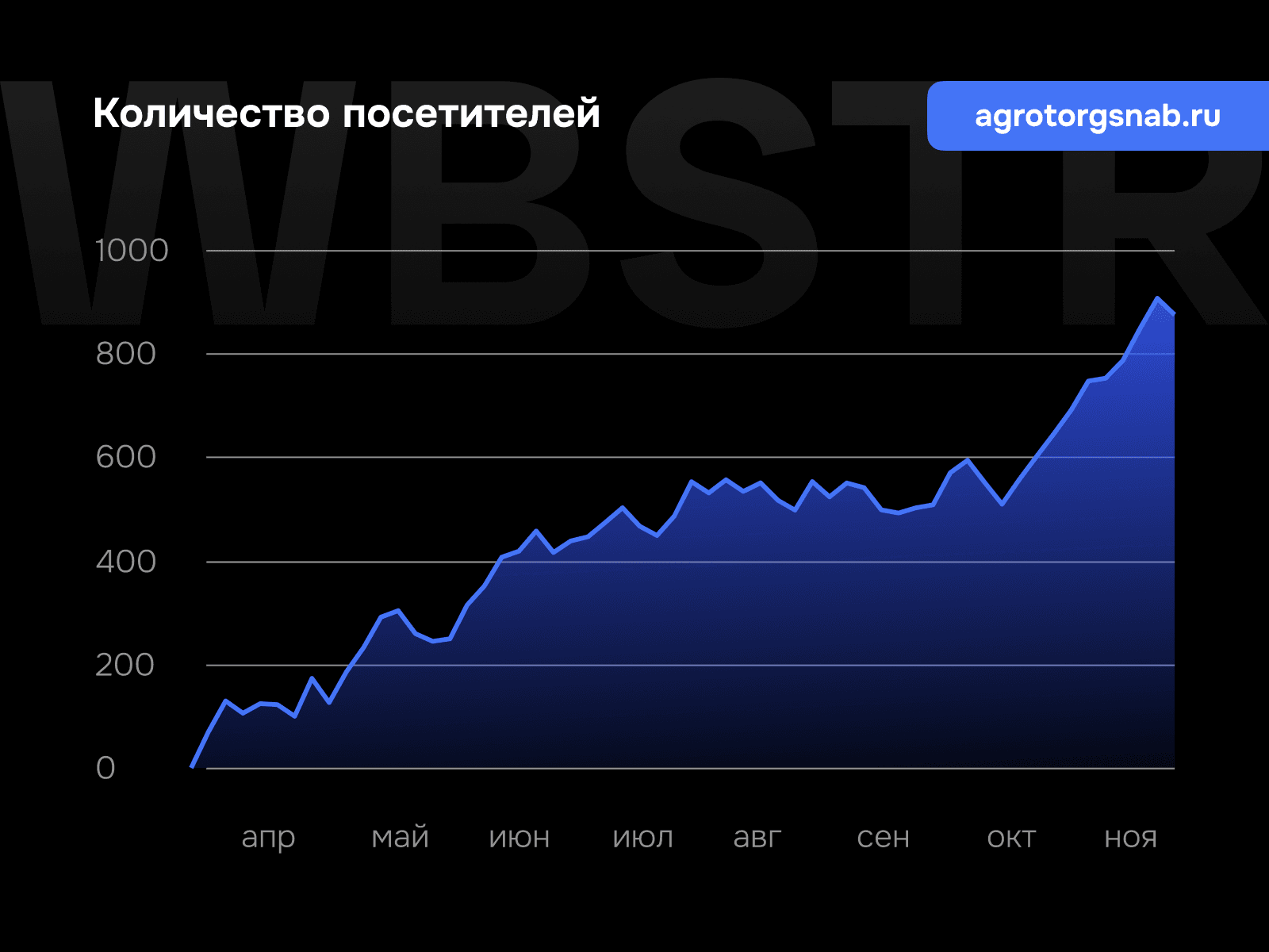 График увеличения количества посетителей для проекта «Агроторгснаб»